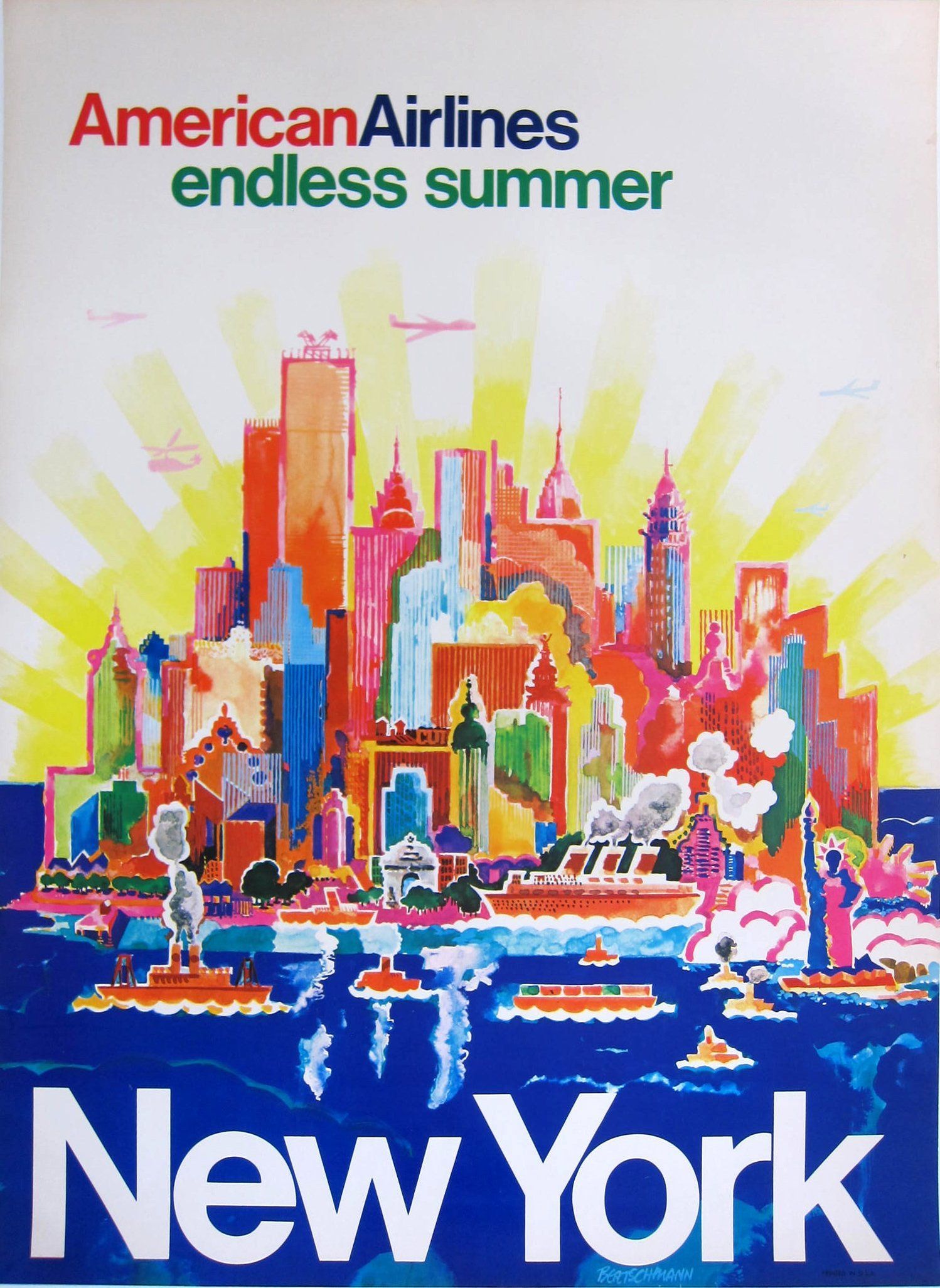 AMERICAN AIRLINES, NEW YORK - TRANSPORT - Vintage Posters - Barclay